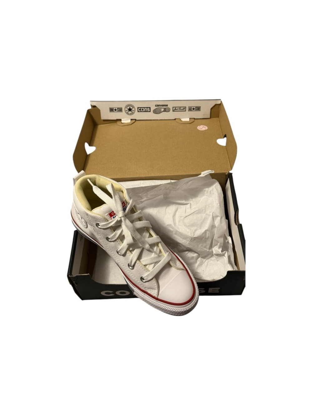Women’s all white mid top converse